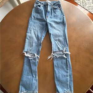 Abercrombie & Fitch Light Blue Ultra High Rise Ankle Straight Jeans